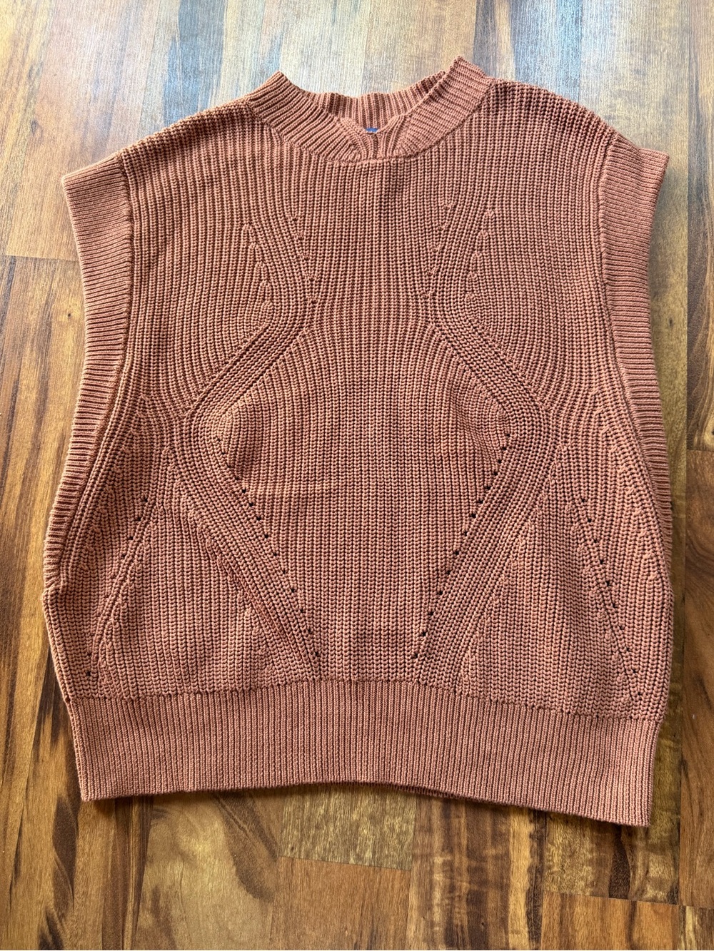 Democracy Rust Cable Knit Sleeveless Crew Sweater Vest